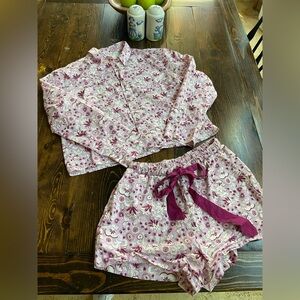 For Days Purple Pink Floral Cotton Short Pajama Set